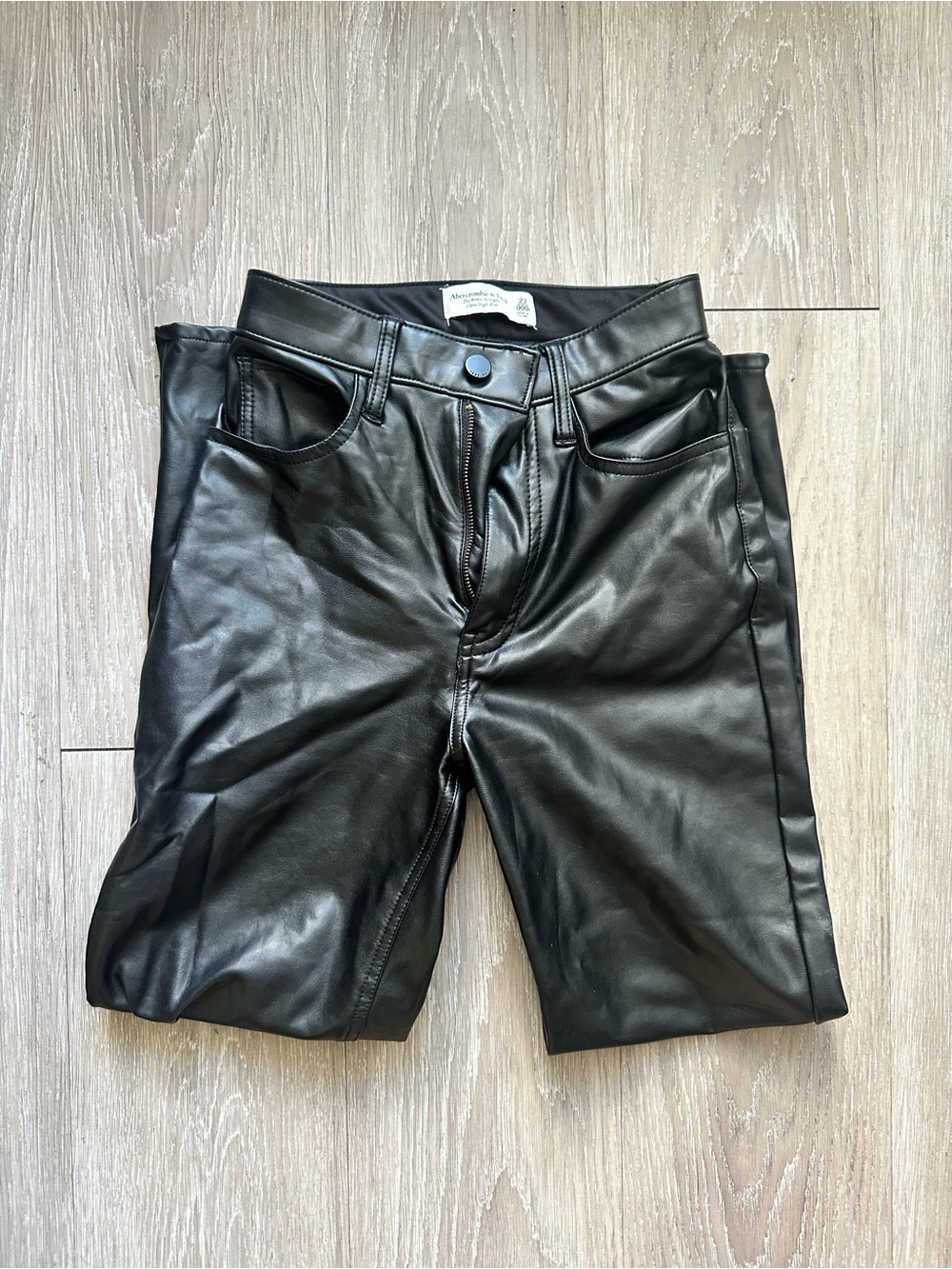 Abercrombie & Fitch Vegan Black Straight Leg Leather Pants